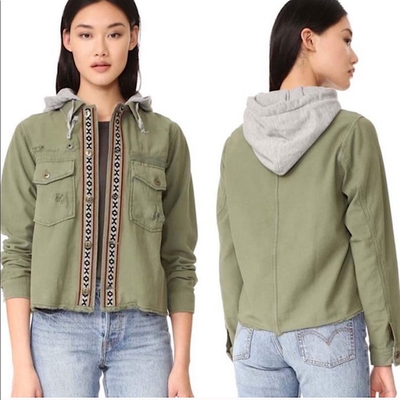 Free People Weekend Warrior Military Jacket Hood - Picture 2 of 14